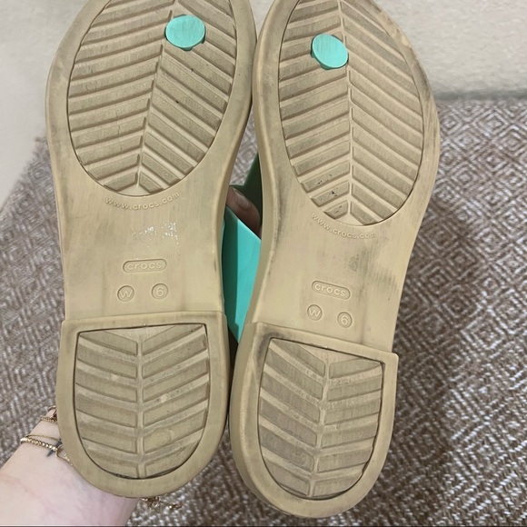 Crocs Women’s Tulum Thong Flip Flops Sz 6 Mint Green Sandals Casual Comfy - Picture 6 of 6
